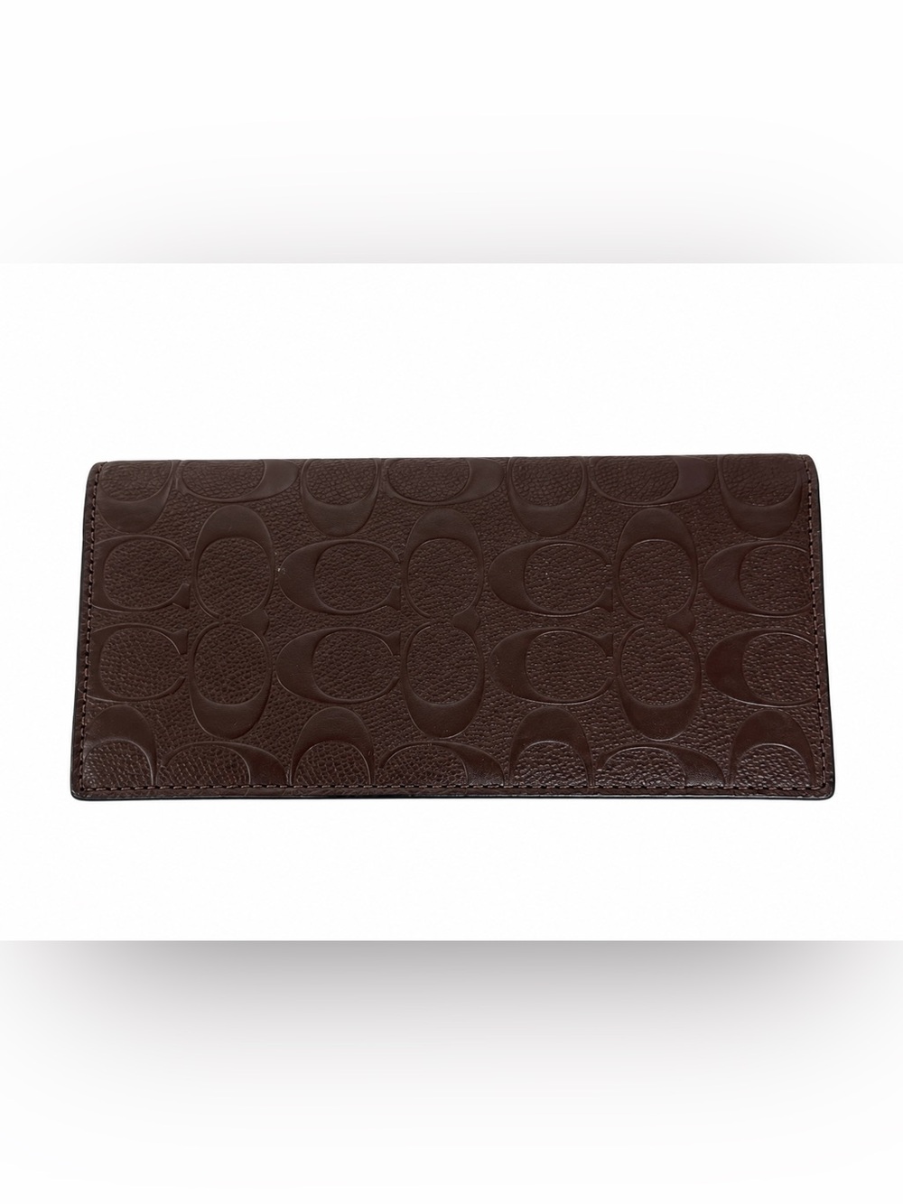 Coach Brown Signature C Embossed Leather Slim Bifold Long Wallet Card Holder